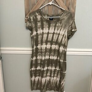 Gap Tshirt Dress Olive Tiedye M